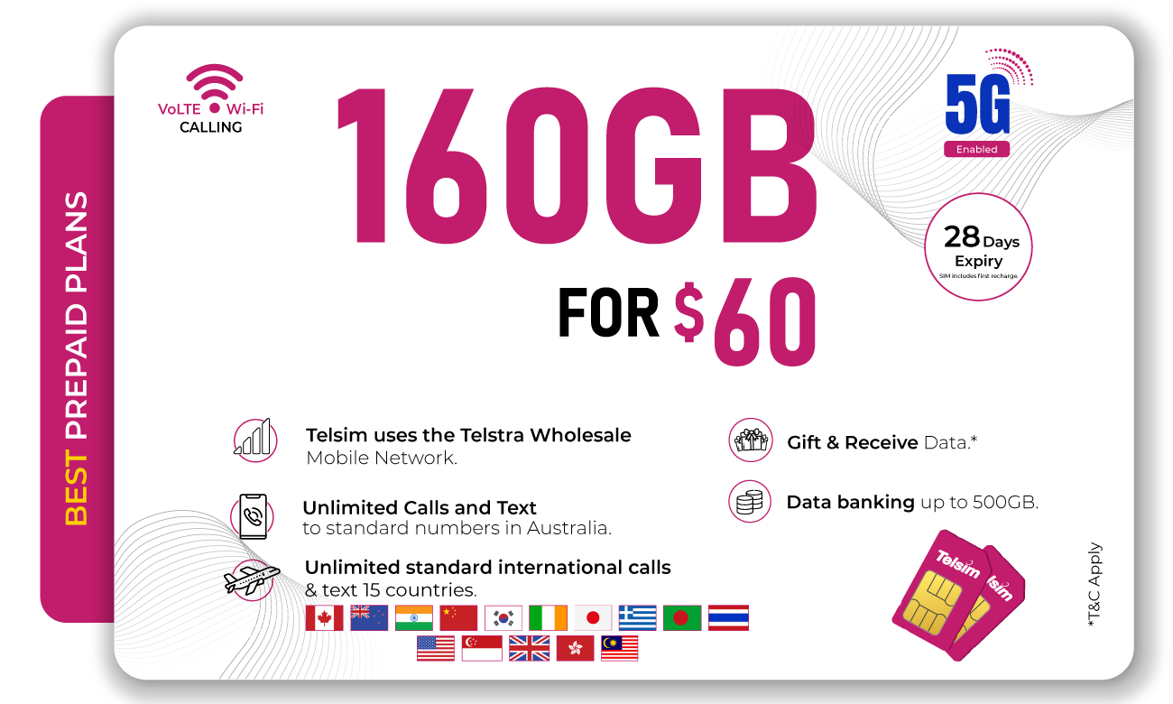 160GB  5G prepaid plan for 60 dollars for 28 days , free simcards