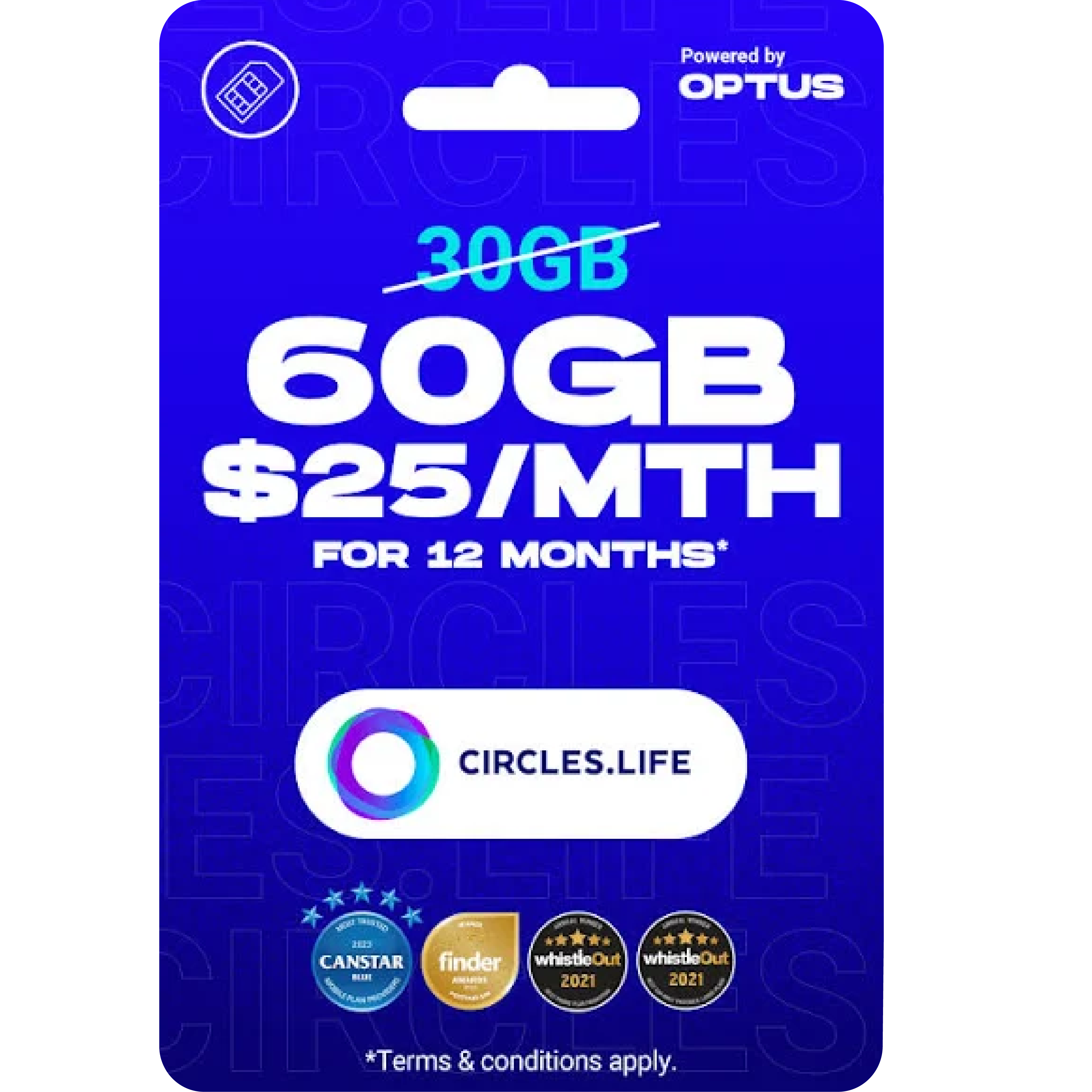 FreeSIMcards Circles Life 150GB Plan Card