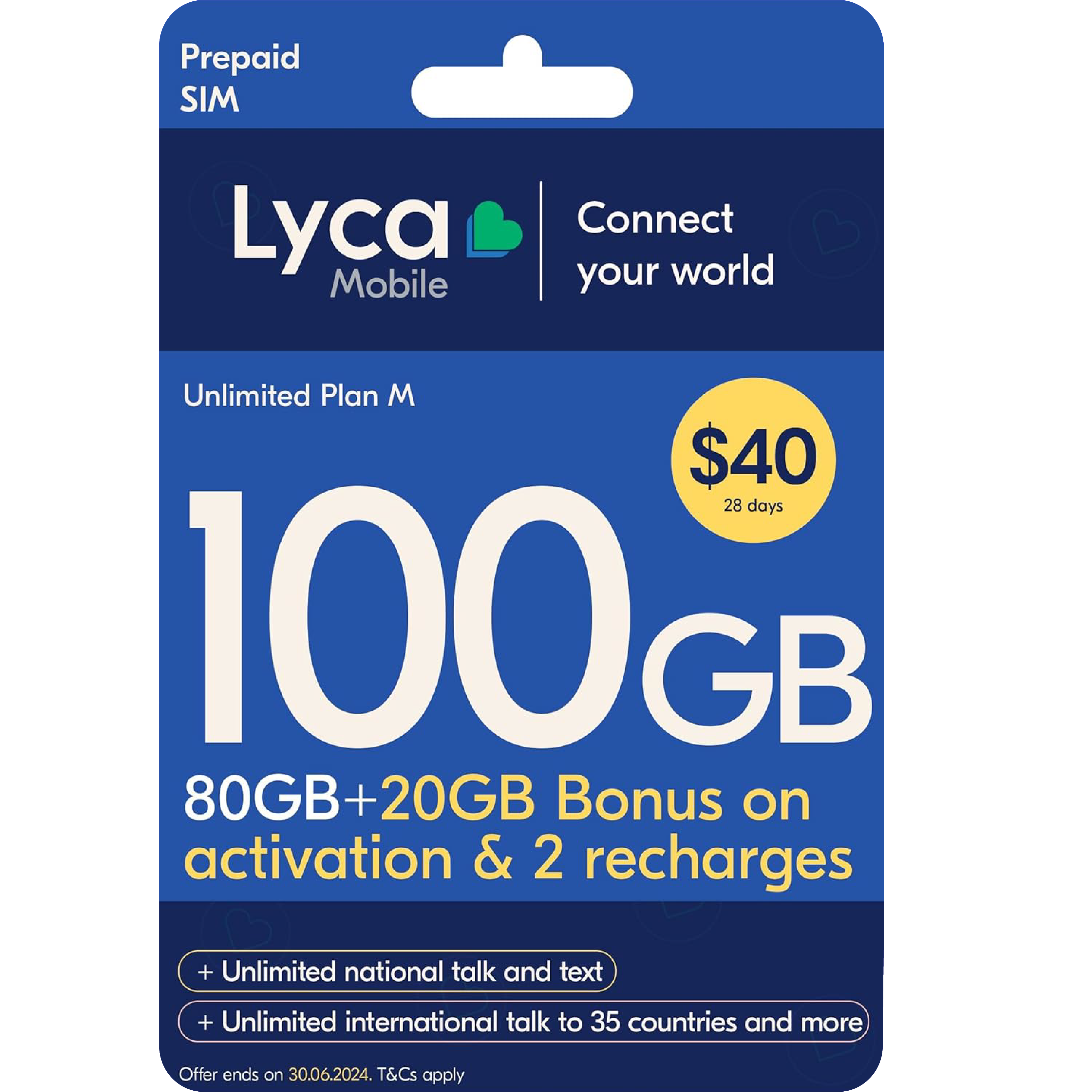 FreeSIMcards Lycamobile 100GB Plan Card