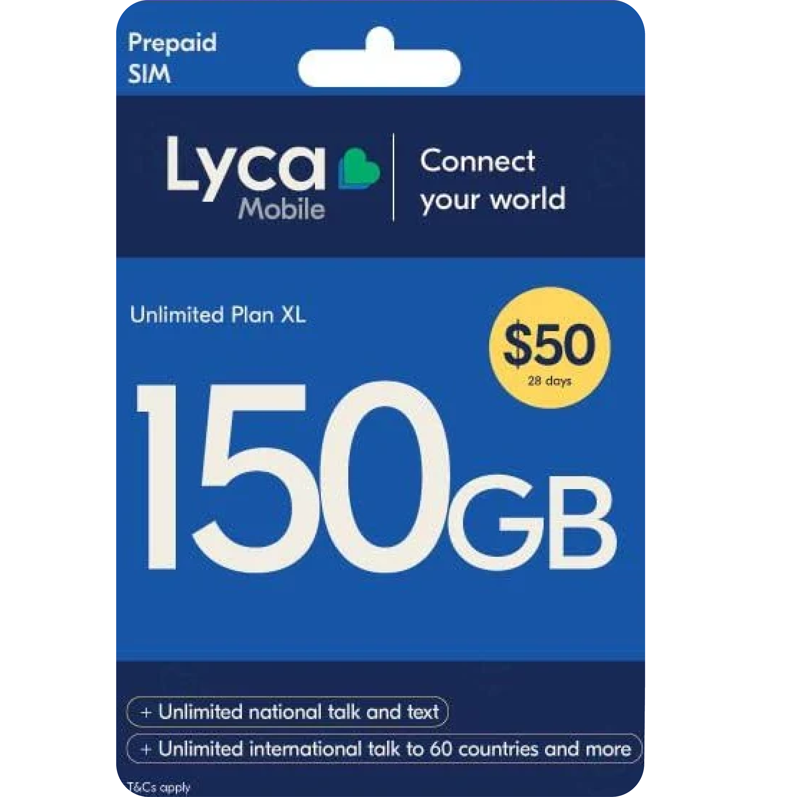 FreeSIMcards Lycamobile 150GB Plan Card