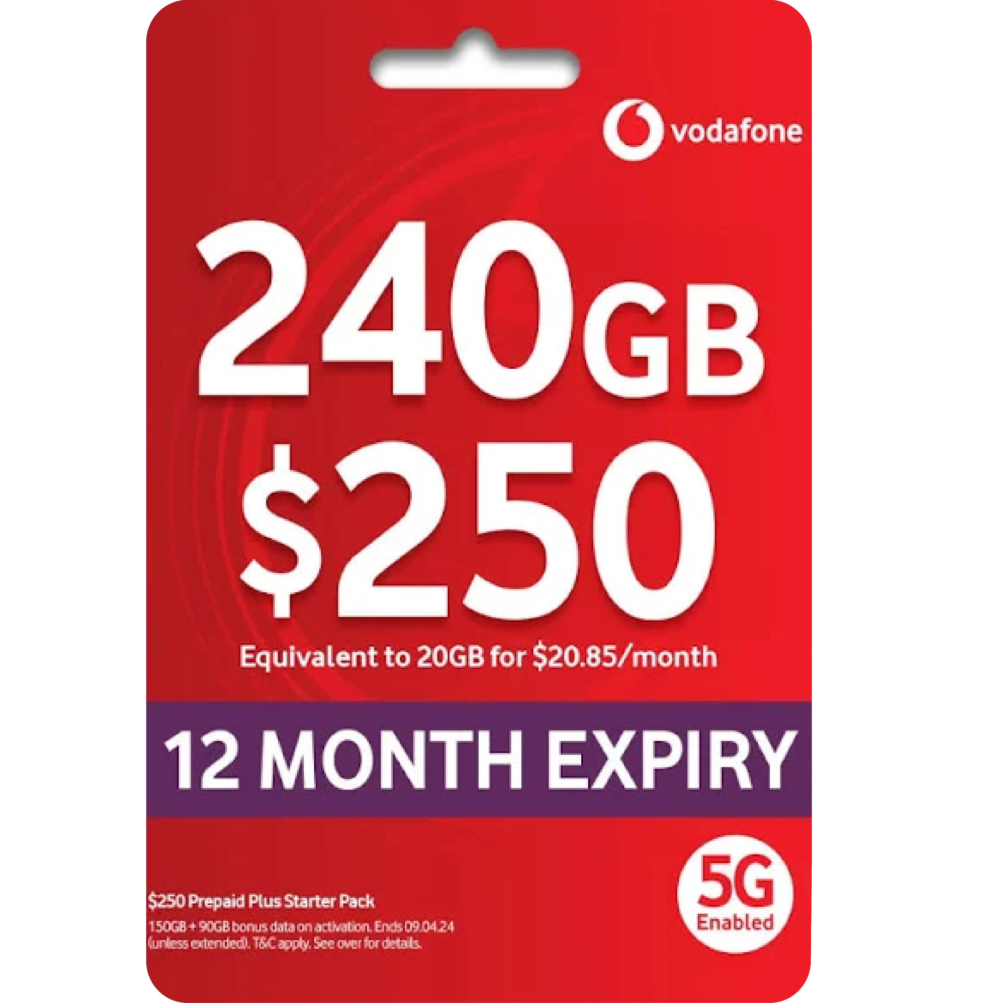 FreeSIMcards Vodafone 240GB Plan Card