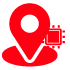 A red map location pin icon featuring a SIM card chip graphic to represent mobile network coverage.