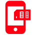 Red smartphone icon with a SIM card graphic being inserted into the device to show easy mobile setup