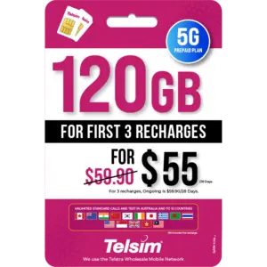 120GB prepaid plan for 55 dollars valid for 28 days, free simcards