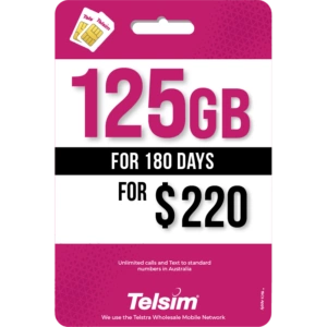 125GB prepaid plan for 220 dollars valid for 180 days, free simcards