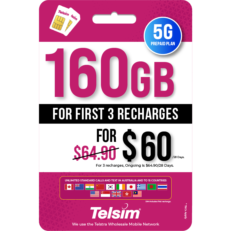 160GB 5G prepaid plan for 60 dollars for 28 days