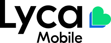 Lyca Mobile brand logo in black text with a blue and green heart-shaped icon.