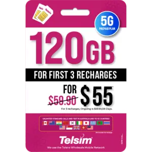 120GB prepaid plan for 55 dollars valid for 28 days, free simcards