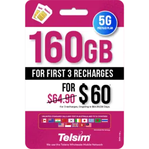 160GB 5G prepaid plan for 60 dollars for 28 days