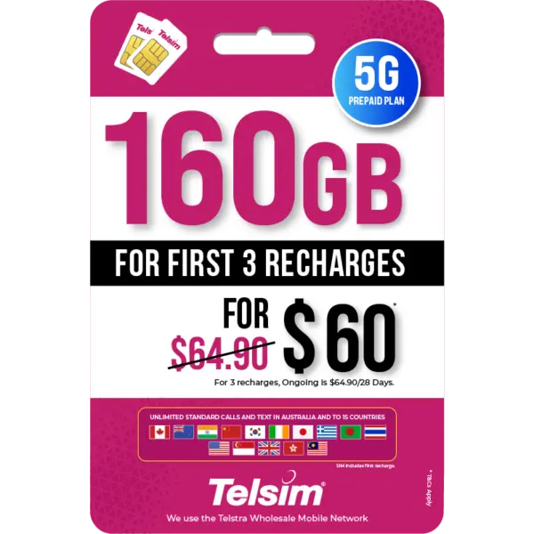 160GB 5G prepaid plan for 60 dollars for 28 days