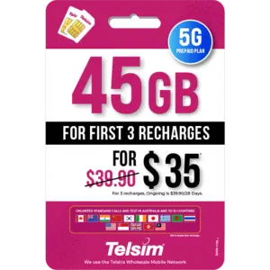 45GB prepaid plan for 35dollars valid for 28 days, free simcards