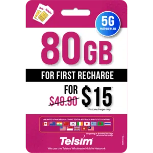 80GB prepaid plan for 15dollars valid for 28 days, free simcards